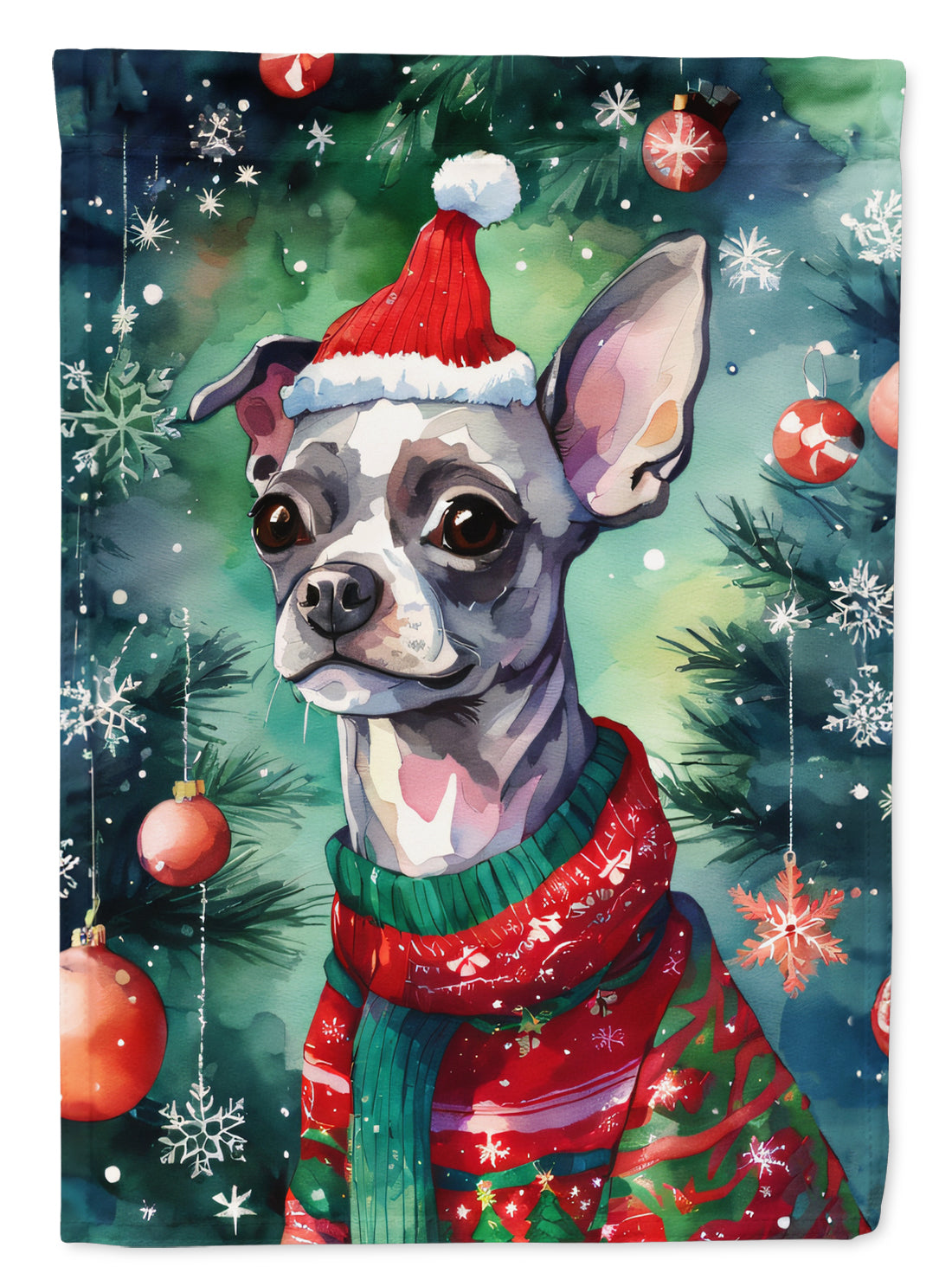 Chinese Crested Christmas House Flag 28x40 Porch Sleeve Pole Decorative Outside Yard Banner Artwork Wall Hanging, Polyester