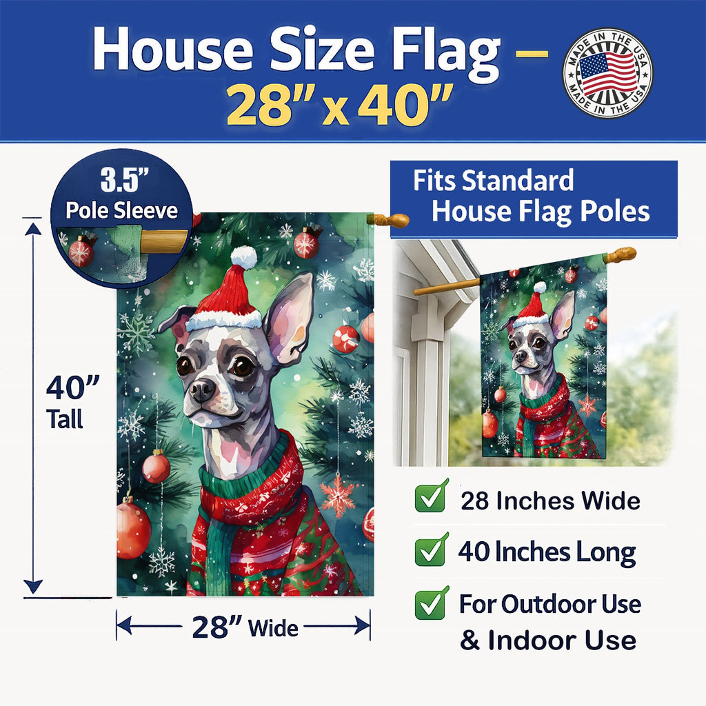 Chinese Crested Christmas House Flag 28x40 Porch Sleeve Pole Decorative Outside Yard Banner Artwork Wall Hanging, Polyester
