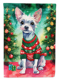 Chinese Crested Christmas House Flag 28x40 Porch Sleeve Pole Decorative Outside Yard Banner Artwork Wall Hanging, Polyester