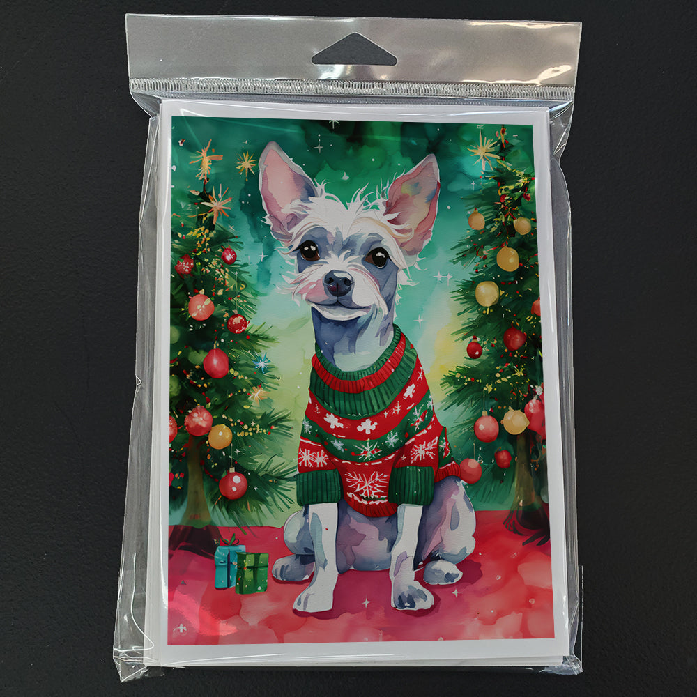Chinese Crested Christmas Greeting Cards Pack of 8 Blank Cards with Envelopes Whimsical A7 Size 5x7