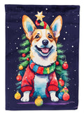 Corgi Christmas House Flag 28x40 Porch Sleeve Pole Decorative Outside Yard Banner Artwork Wall Hanging, Polyester