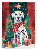 Dalmatian Christmas House Flag 28x40 Porch Sleeve Pole Decorative Outside Yard Banner Artwork Wall Hanging, Polyester