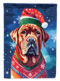 Dogue de Bordeaux Christmas House Flag 28x40 Porch Sleeve Pole Decorative Outside Yard Banner Artwork Wall Hanging, Polyester