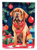 Dogue de Bordeaux Christmas House Flag 28x40 Porch Sleeve Pole Decorative Outside Yard Banner Artwork Wall Hanging, Polyester