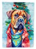 Dogue de Bordeaux Christmas House Flag 28x40 Porch Sleeve Pole Decorative Outside Yard Banner Artwork Wall Hanging, Polyester
