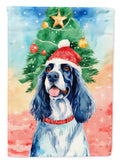 English Setter Christmas House Flag 28x40 Porch Sleeve Pole Decorative Outside Yard Banner Artwork Wall Hanging, Polyester