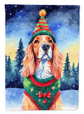 English Setter Christmas House Flag 28x40 Porch Sleeve Pole Decorative Outside Yard Banner Artwork Wall Hanging, Polyester