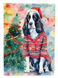 English Springer Spaniel Christmas House Flag 28x40 Porch Sleeve Pole Decorative Outside Yard Banner Artwork Wall Hanging, Polyester