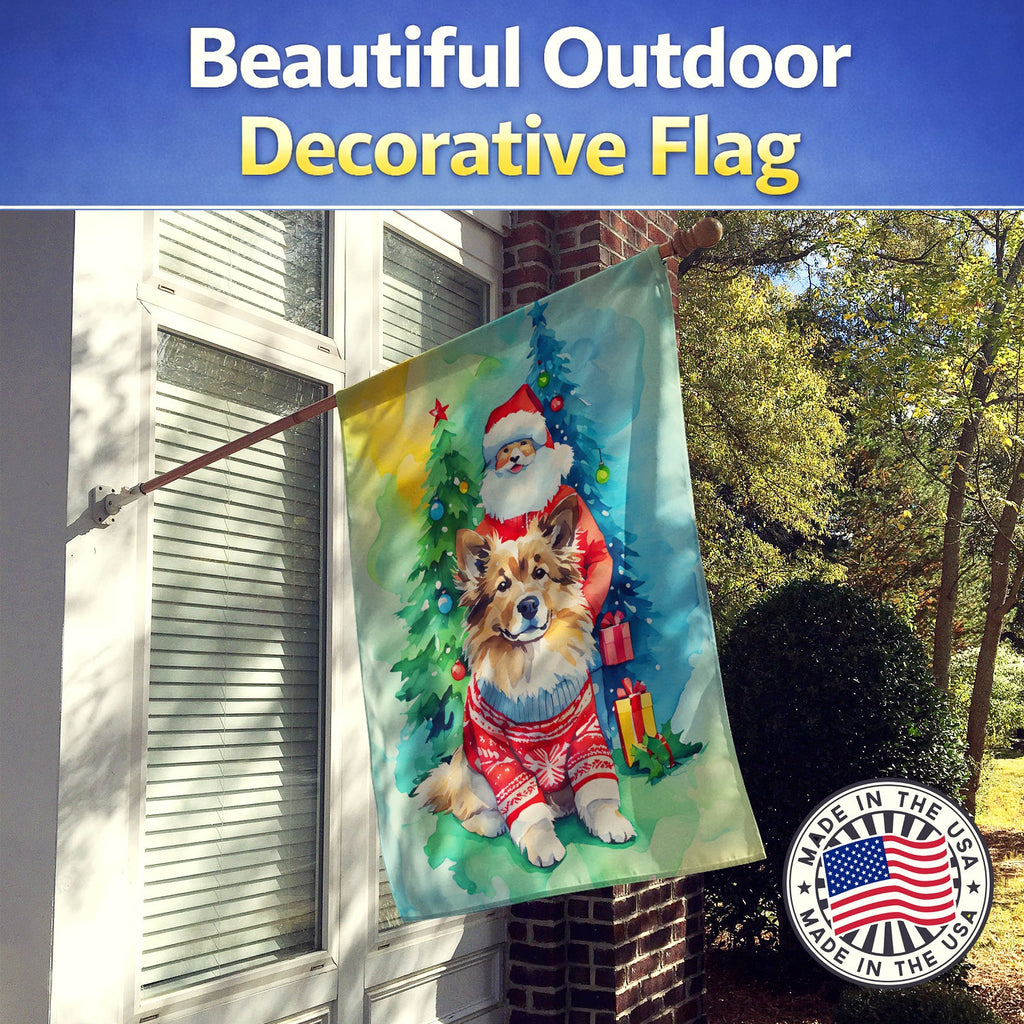 Finnish Lapphund Christmas House Flag 28x40 Porch Sleeve Pole Decorative Outside Yard Banner Artwork Wall Hanging, Polyester