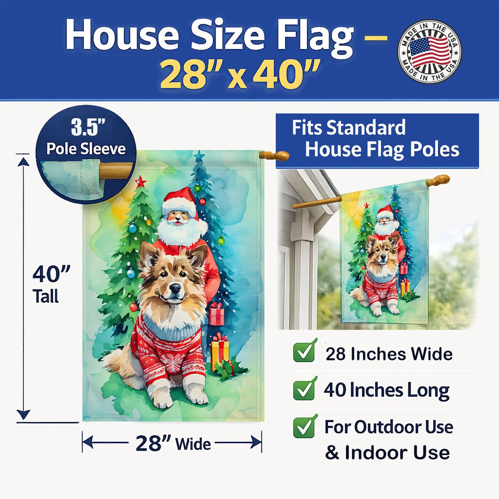 Finnish Lapphund Christmas House Flag 28x40 Porch Sleeve Pole Decorative Outside Yard Banner Artwork Wall Hanging, Polyester