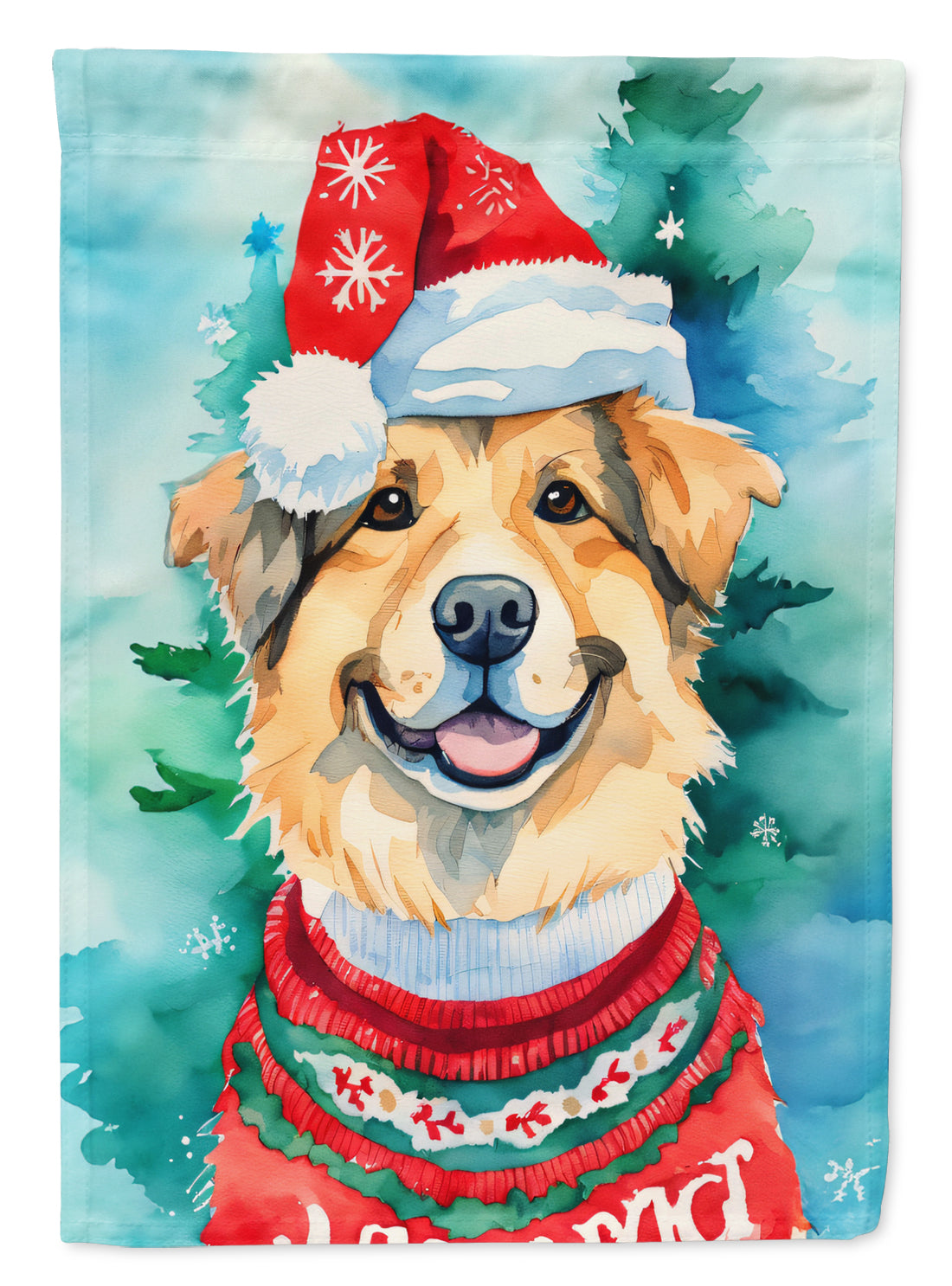 Finnish Lapphund Christmas House Flag 28x40 Porch Sleeve Pole Decorative Outside Yard Banner Artwork Wall Hanging, Polyester