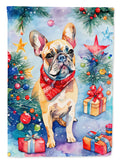 French Bulldog Christmas House Flag 28x40 Porch Sleeve Pole Decorative Outside Yard Banner Artwork Wall Hanging, Polyester