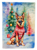 German Shepherd Christmas House Flag 28x40 Porch Sleeve Pole Decorative Outside Yard Banner Artwork Wall Hanging, Polyester