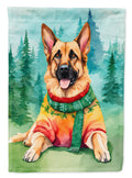 German Shepherd Christmas House Flag 28x40 Porch Sleeve Pole Decorative Outside Yard Banner Artwork Wall Hanging, Polyester