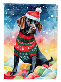 German Shorthaired Pointer Christmas House Flag 28x40 Porch Sleeve Pole Decorative Outside Yard Banner Artwork Wall Hanging, Polyester