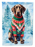 German Shorthaired Pointer Christmas House Flag 28x40 Porch Sleeve Pole Decorative Outside Yard Banner Artwork Wall Hanging, Polyester