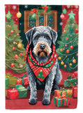 German Wirehaired Pointer Christmas House Flag 28x40 Porch Sleeve Pole Decorative Outside Yard Banner Artwork Wall Hanging, Polyester