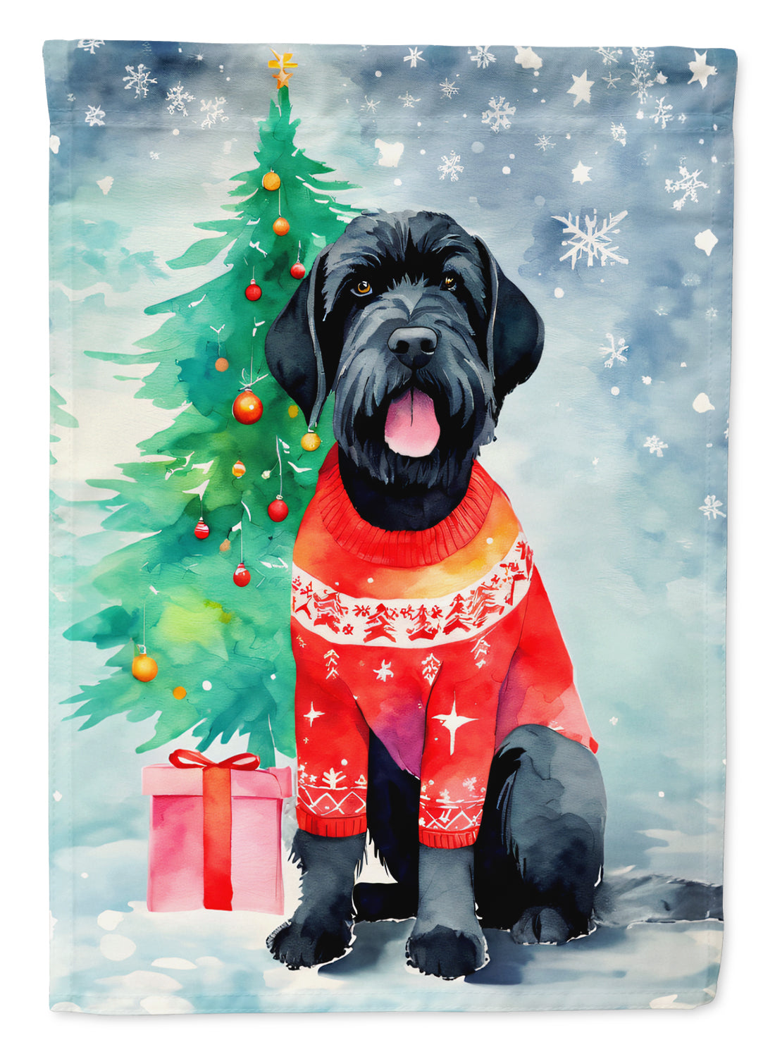 Giant Schnauzer Christmas House Flag 28x40 Porch Sleeve Pole Decorative Outside Yard Banner Artwork Wall Hanging, Polyester