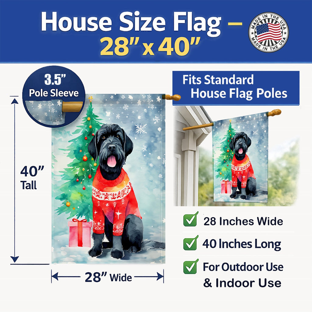 Giant Schnauzer Christmas House Flag 28x40 Porch Sleeve Pole Decorative Outside Yard Banner Artwork Wall Hanging, Polyester