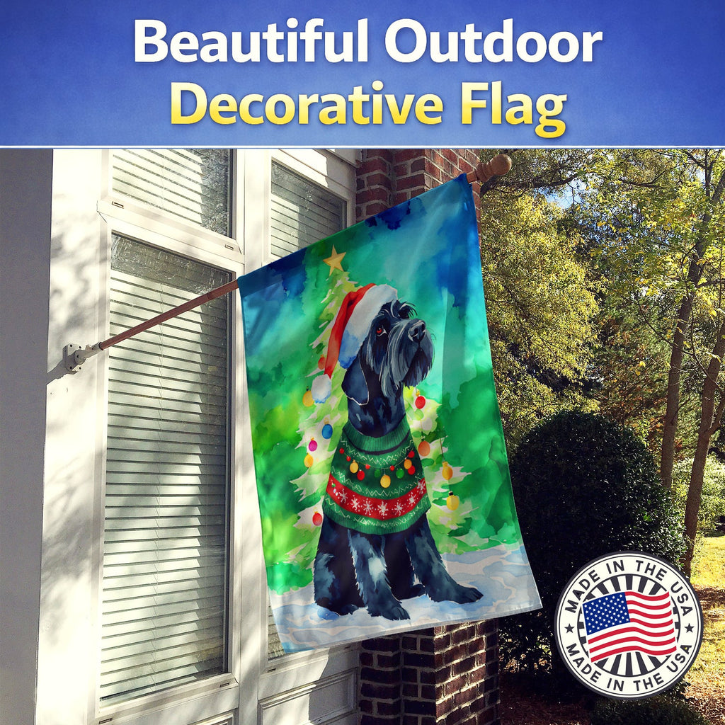 Giant Schnauzer Christmas House Flag 28x40 Porch Sleeve Pole Decorative Outside Yard Banner Artwork Wall Hanging, Polyester