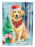 Golden Retriever Christmas House Flag 28x40 Porch Sleeve Pole Decorative Outside Yard Banner Artwork Wall Hanging, Polyester
