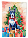 Great Dane Christmas House Flag 28x40 Porch Sleeve Pole Decorative Outside Yard Banner Artwork Wall Hanging, Polyester