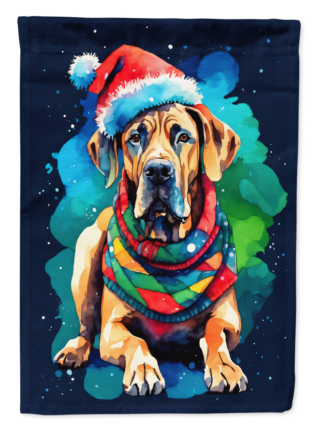 Great Dane Christmas House Flag 28x40 Porch Sleeve Pole Decorative Outside Yard Banner Artwork Wall Hanging, Polyester