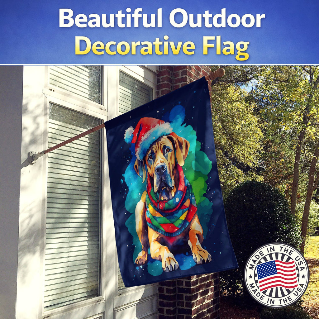Great Dane Christmas House Flag 28x40 Porch Sleeve Pole Decorative Outside Yard Banner Artwork Wall Hanging, Polyester