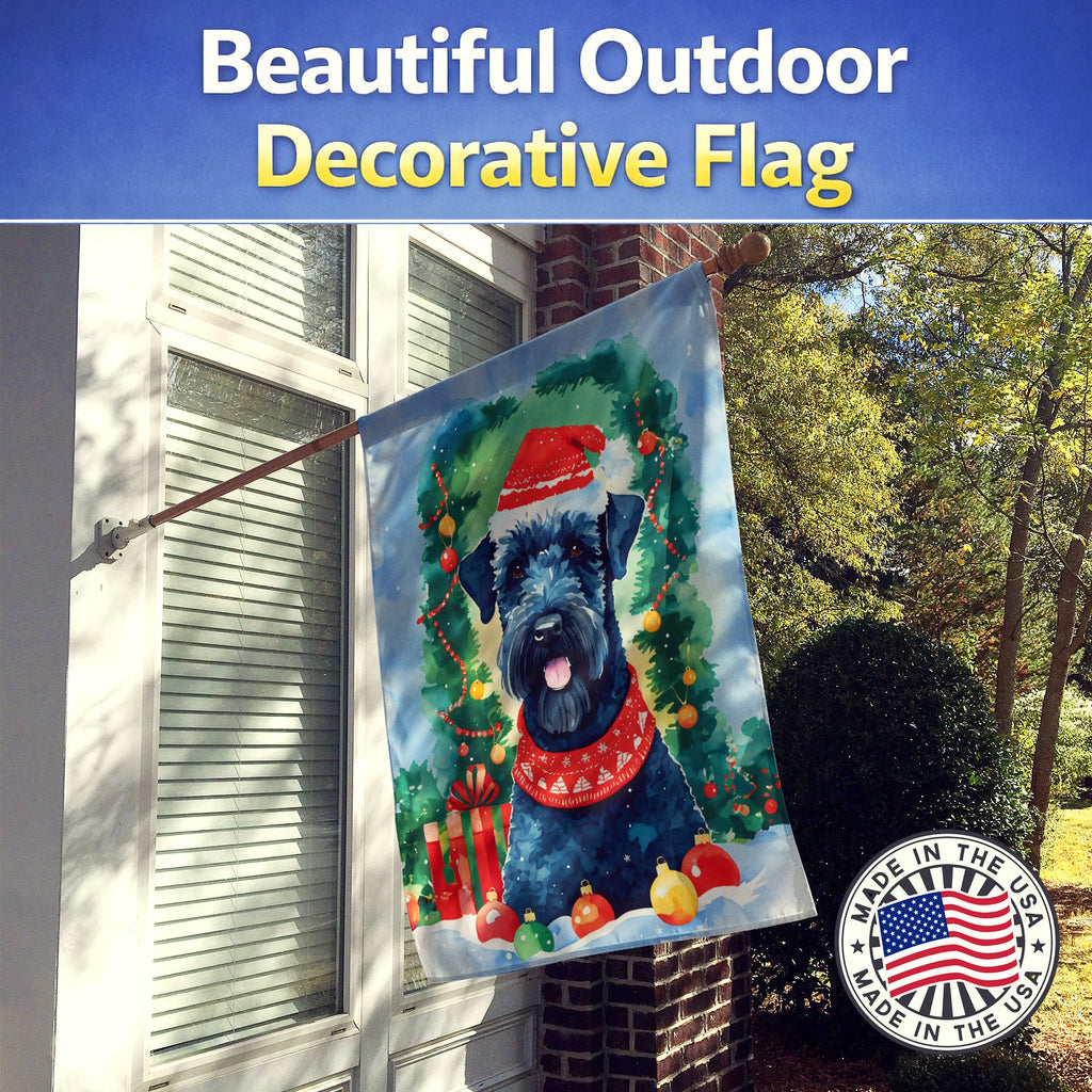 Kerry Blue Terrier Christmas House Flag 28x40 Porch Sleeve Pole Decorative Outside Yard Banner Artwork Wall Hanging, Polyester