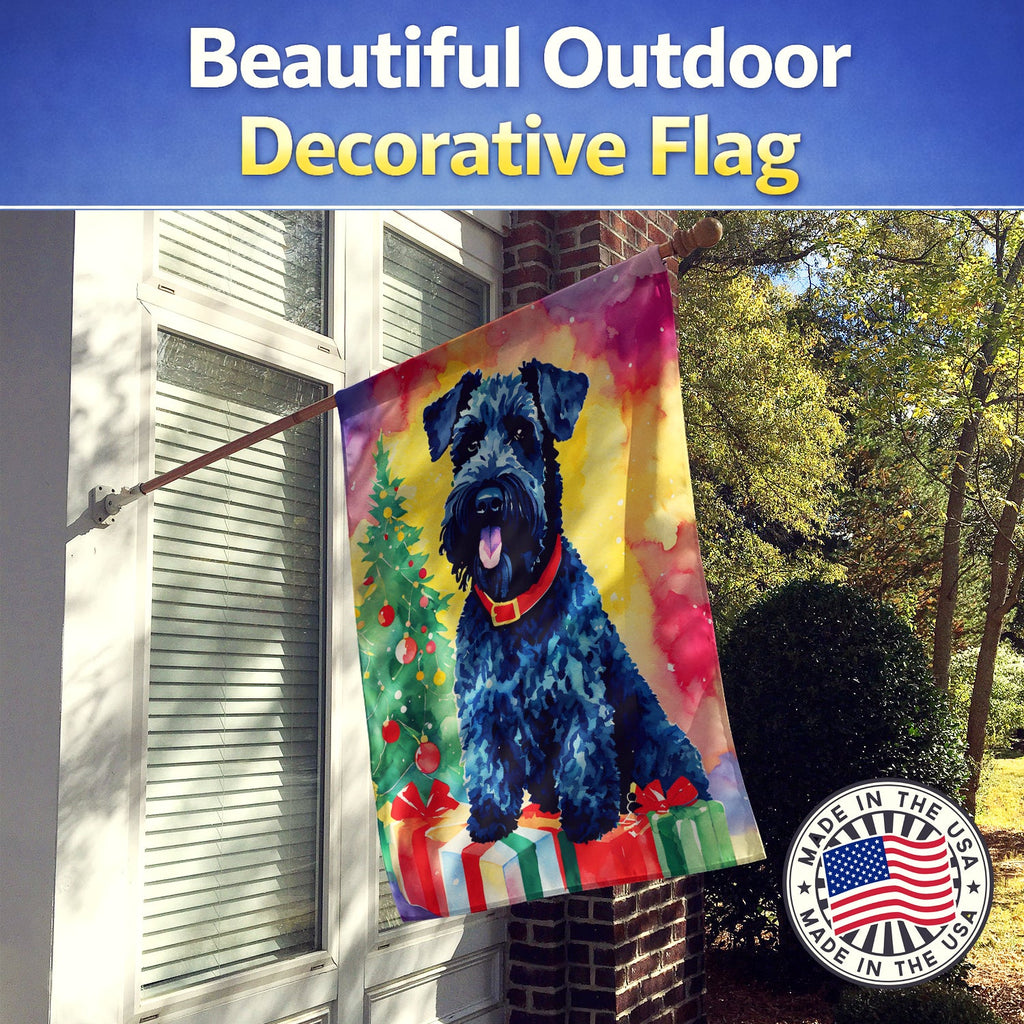 Kerry Blue Terrier Christmas House Flag 28x40 Porch Sleeve Pole Decorative Outside Yard Banner Artwork Wall Hanging, Polyester