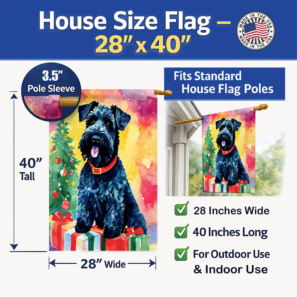 Kerry Blue Terrier Christmas House Flag 28x40 Porch Sleeve Pole Decorative Outside Yard Banner Artwork Wall Hanging, Polyester
