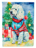 Komondor Christmas House Flag 28x40 Porch Sleeve Pole Decorative Outside Yard Banner Artwork Wall Hanging, Polyester