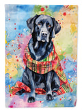 Black Labrador Retriever Christmas House Flag 28x40 Porch Sleeve Pole Decorative Outside Yard Banner Artwork Wall Hanging, Polyester