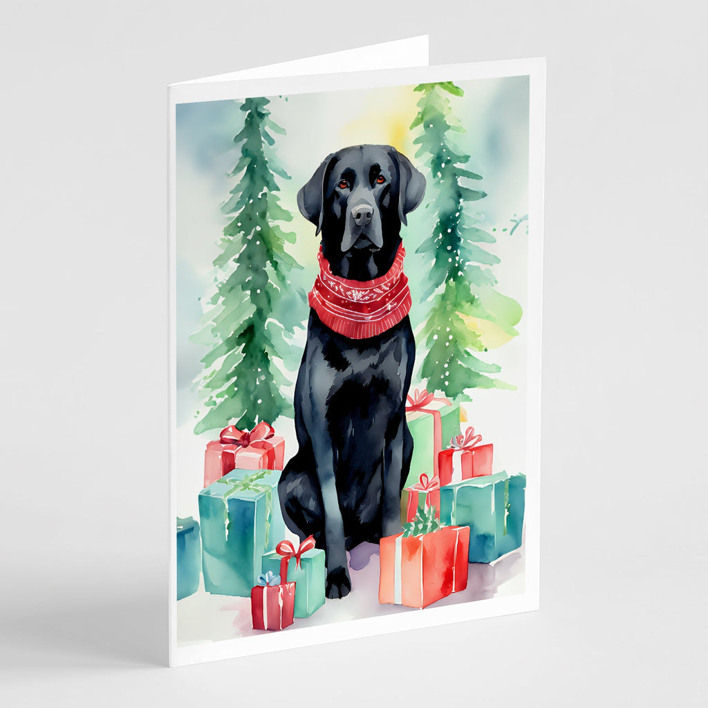 Black Labrador Retriever Christmas Greeting Cards Pack of 8 Blank Cards with Envelopes Whimsical A7 Size 5x7