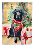 Black Labrador Retriever Christmas House Flag 28x40 Porch Sleeve Pole Decorative Outside Yard Banner Artwork Wall Hanging, Polyester