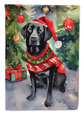 Black Labrador Retriever Christmas House Flag 28x40 Porch Sleeve Pole Decorative Outside Yard Banner Artwork Wall Hanging, Polyester