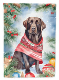 Chocolate Labrador Retriever Christmas House Flag 28x40 Porch Sleeve Pole Decorative Outside Yard Banner Artwork Wall Hanging, Polyester