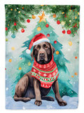Chocolate Labrador Retriever Christmas House Flag 28x40 Porch Sleeve Pole Decorative Outside Yard Banner Artwork Wall Hanging, Polyester