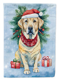 Yellow Labrador Retriever Christmas House Flag 28x40 Porch Sleeve Pole Decorative Outside Yard Banner Artwork Wall Hanging, Polyester