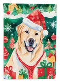 Yellow Labrador Retriever Christmas House Flag 28x40 Porch Sleeve Pole Decorative Outside Yard Banner Artwork Wall Hanging, Polyester