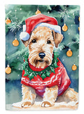 Lakeland Terrier Christmas House Flag 28x40 Porch Sleeve Pole Decorative Outside Yard Banner Artwork Wall Hanging, Polyester