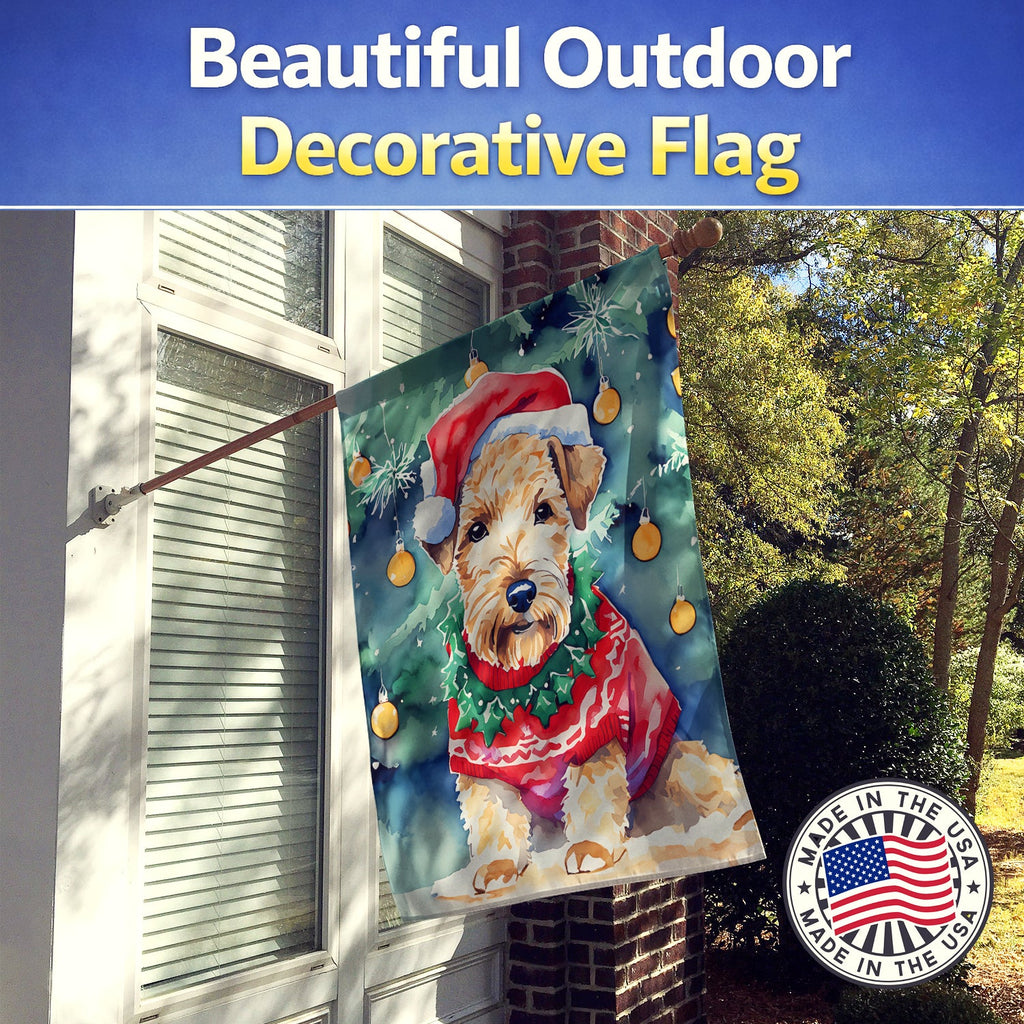 Lakeland Terrier Christmas House Flag 28x40 Porch Sleeve Pole Decorative Outside Yard Banner Artwork Wall Hanging, Polyester