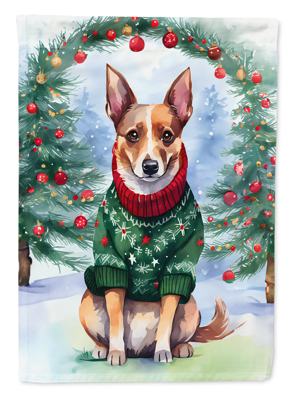 Lancashire Heeler Christmas House Flag 28x40 Porch Sleeve Pole Decorative Outside Yard Banner Artwork Wall Hanging, Polyester