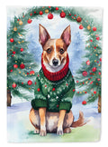 Lancashire Heeler Christmas House Flag 28x40 Porch Sleeve Pole Decorative Outside Yard Banner Artwork Wall Hanging, Polyester