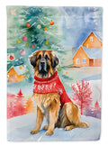 Leonberger Christmas House Flag 28x40 Porch Sleeve Pole Decorative Outside Yard Banner Artwork Wall Hanging, Polyester