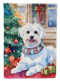 Maltese Christmas House Flag 28x40 Porch Sleeve Pole Decorative Outside Yard Banner Artwork Wall Hanging, Polyester