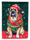 Mastiff Christmas House Flag 28x40 Porch Sleeve Pole Decorative Outside Yard Banner Artwork Wall Hanging, Polyester