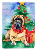 Mastiff Christmas House Flag 28x40 Porch Sleeve Pole Decorative Outside Yard Banner Artwork Wall Hanging, Polyester