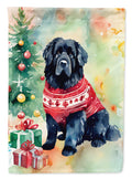 Newfoundland Christmas House Flag 28x40 Porch Sleeve Pole Decorative Outside Yard Banner Artwork Wall Hanging, Polyester