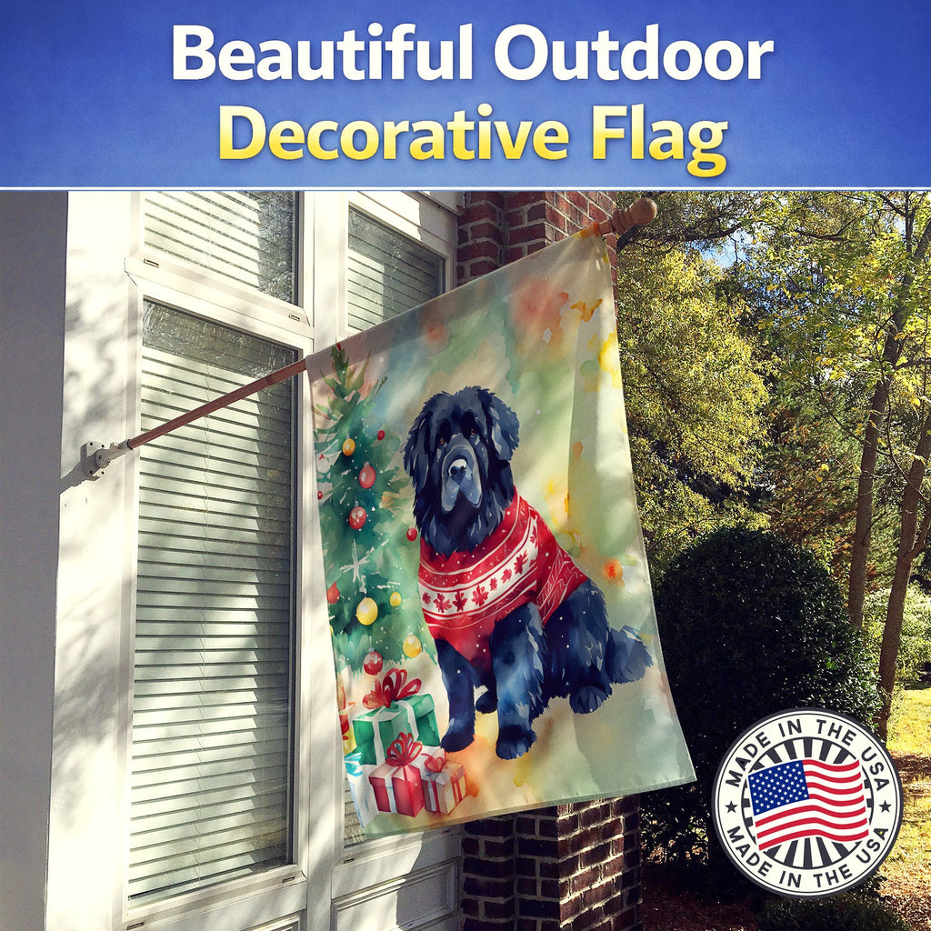 Newfoundland Christmas House Flag 28x40 Porch Sleeve Pole Decorative Outside Yard Banner Artwork Wall Hanging, Polyester